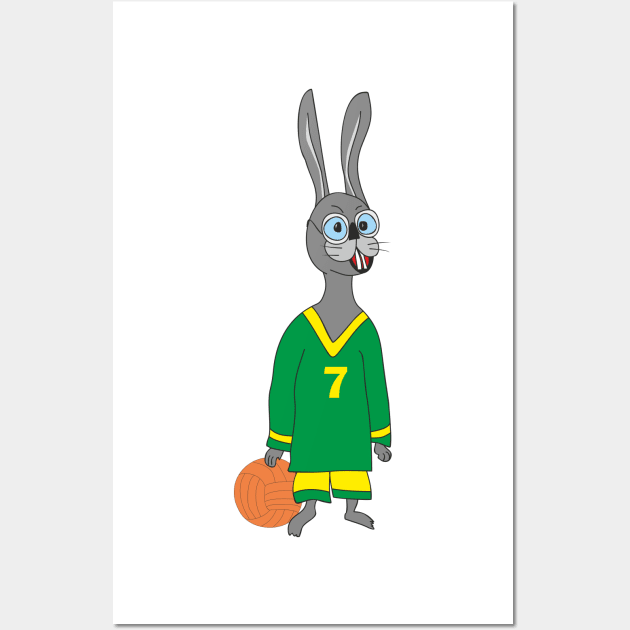 Funny Rabbit basketball player Wall Art by Alekvik